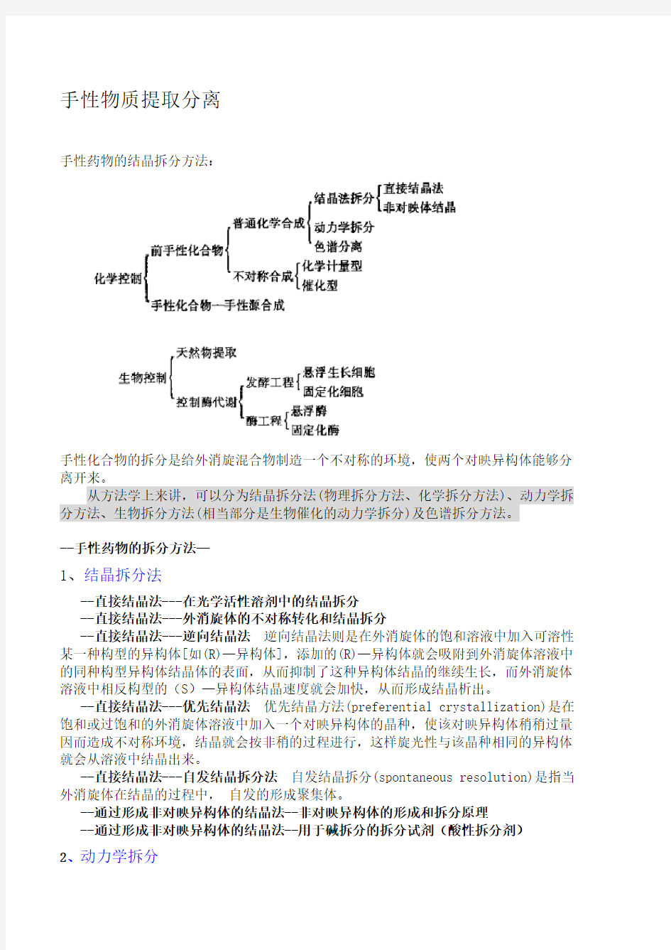 1手性化合物拆分与鉴定