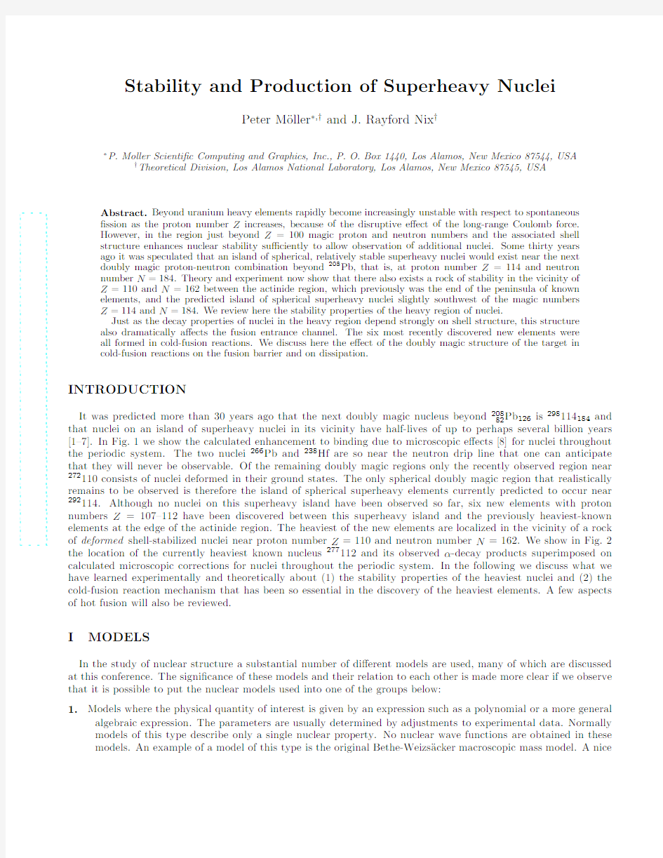 Stability and Production of Superheavy Nuclei