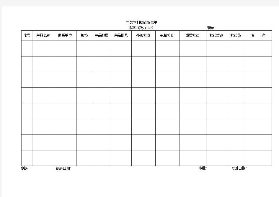 包装材料检验报告单