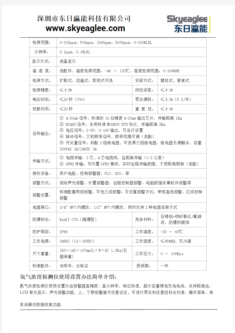 氨气浓度检测仪使用设置办法