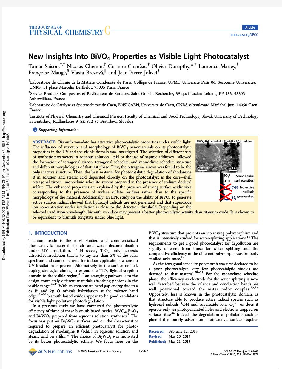 New Insights into BiVO4 Properties as a Visible-Light Photocatalyst