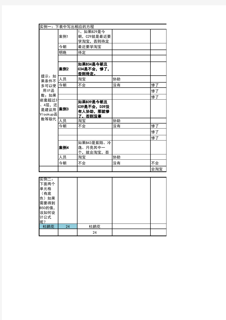 IF嵌套函数应用案例