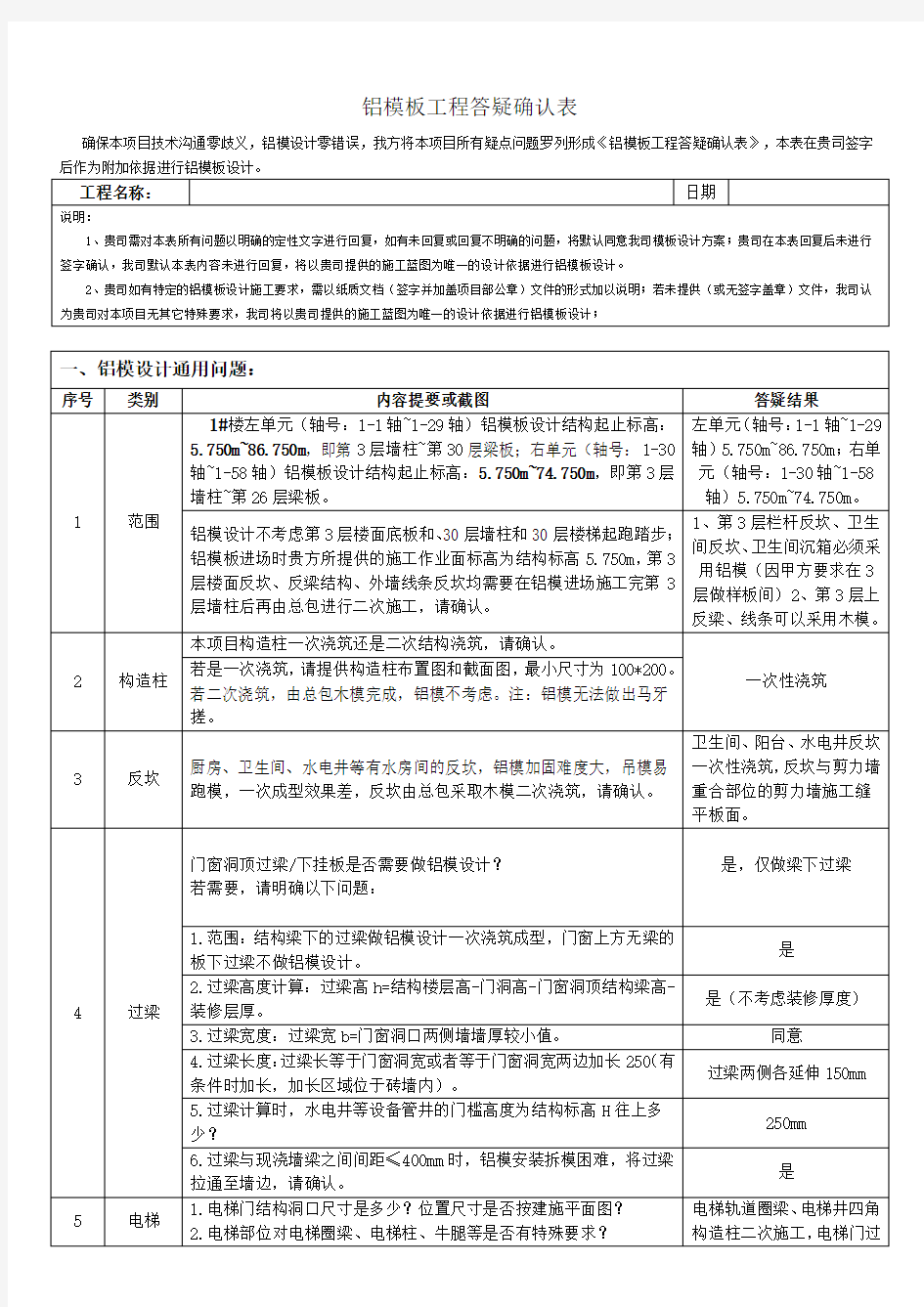 铝合金模板深化答疑单