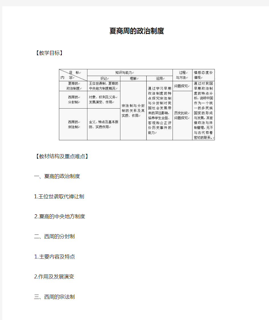 夏商周的政治制度