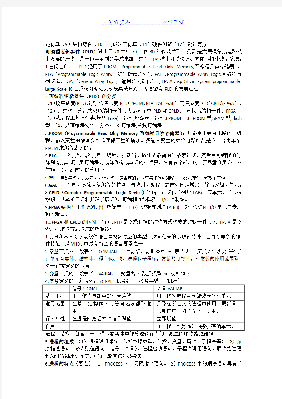 EDA技术与VHDL语言重点复习必备