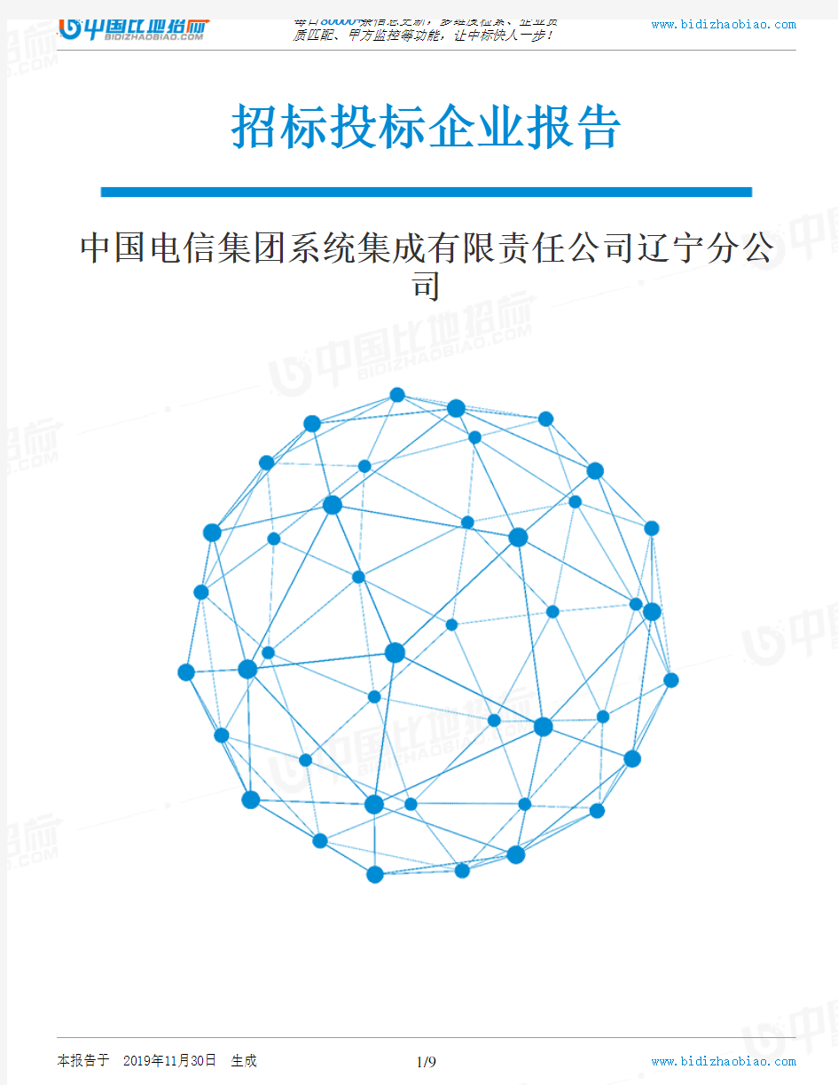 中国电信集团系统集成有限责任公司辽宁分公司-招投标数据分析报告