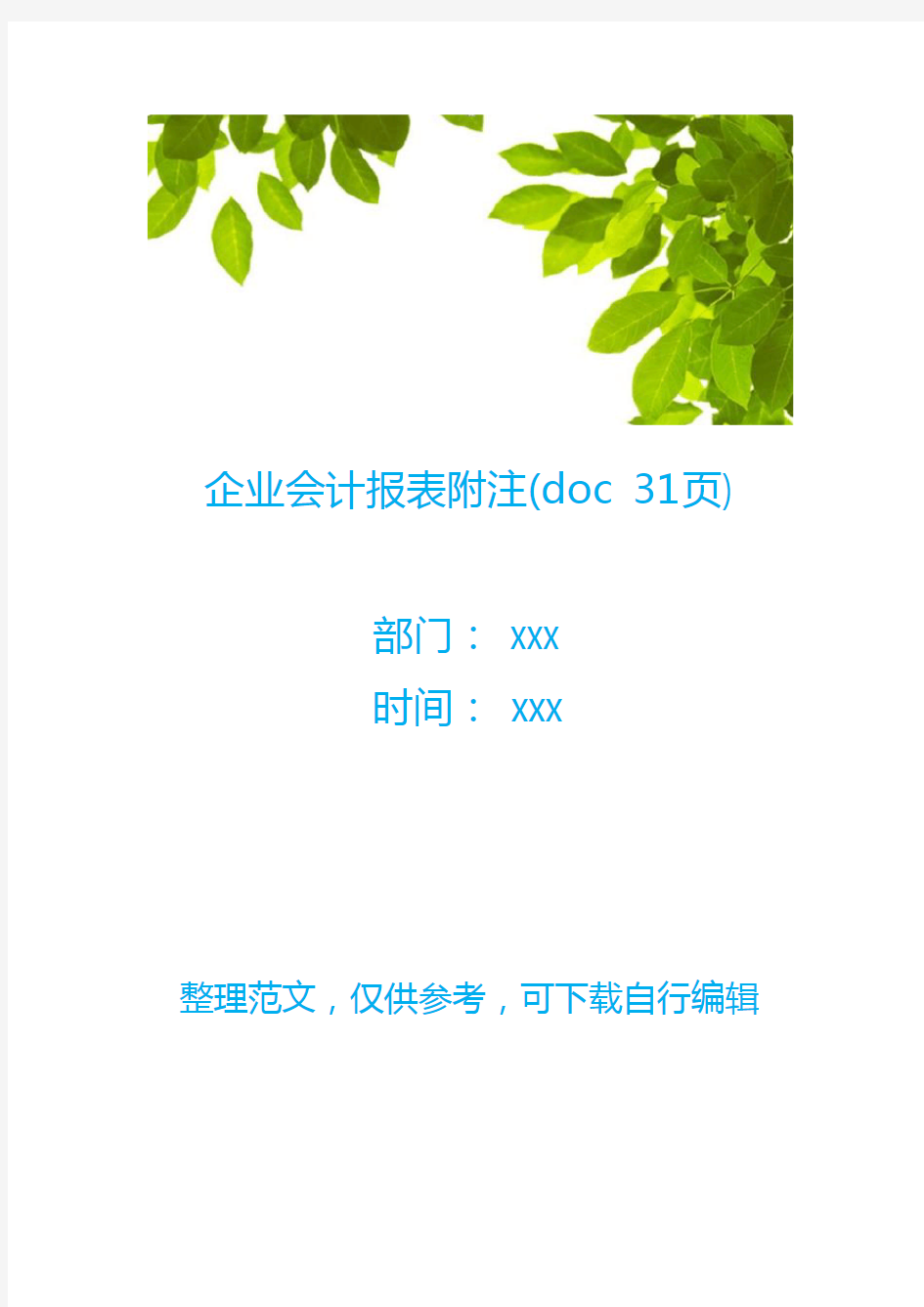 企业会计报表附注(doc 31页)