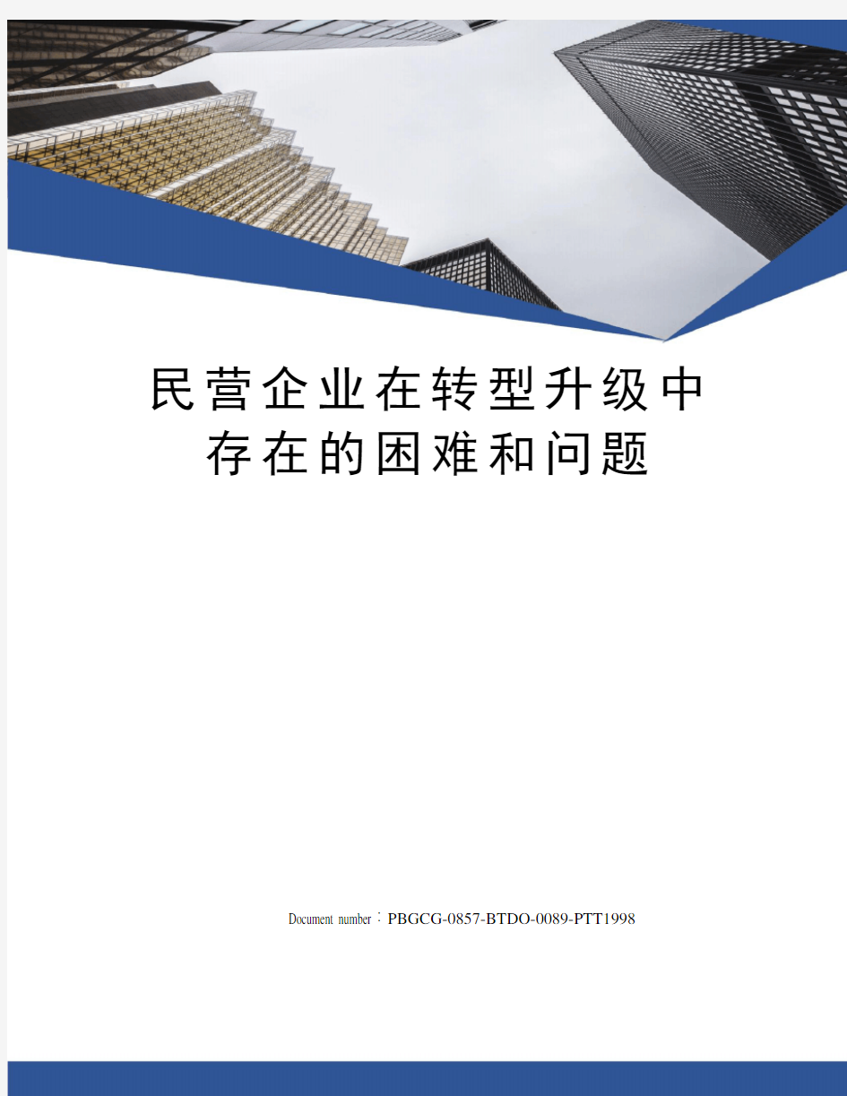 民营企业在转型升级中存在的困难和问题