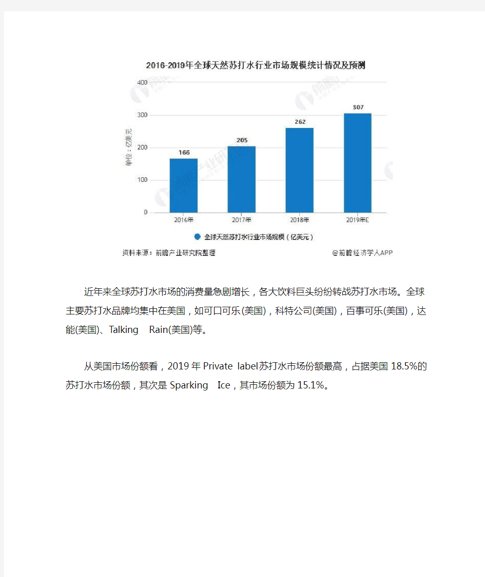 2020年中国苏打水行业市场现状及发展前景分析 预计2025年市场规模将突破300亿