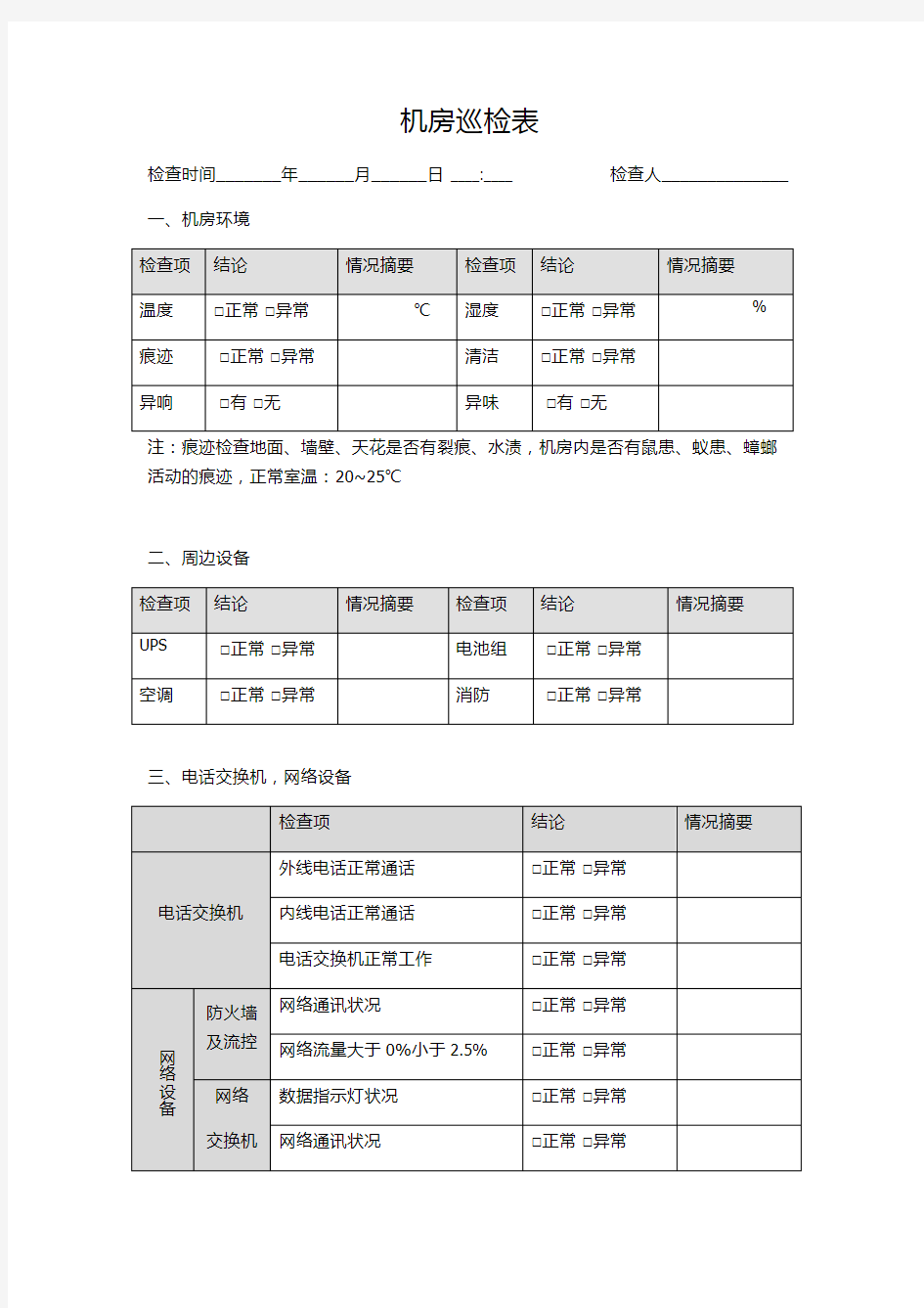 信息科机房巡检管理制度