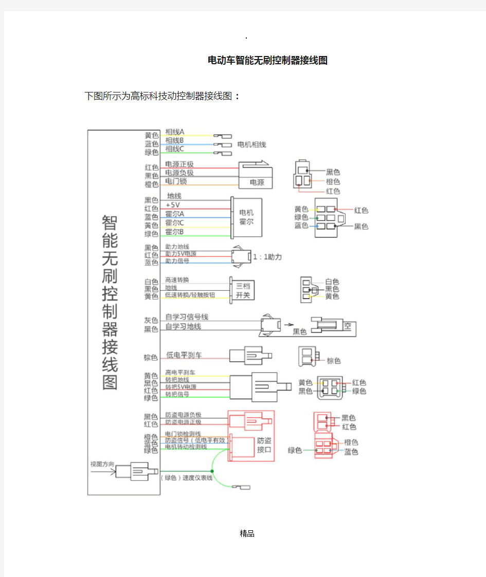 电动车智能无刷控制器接线图