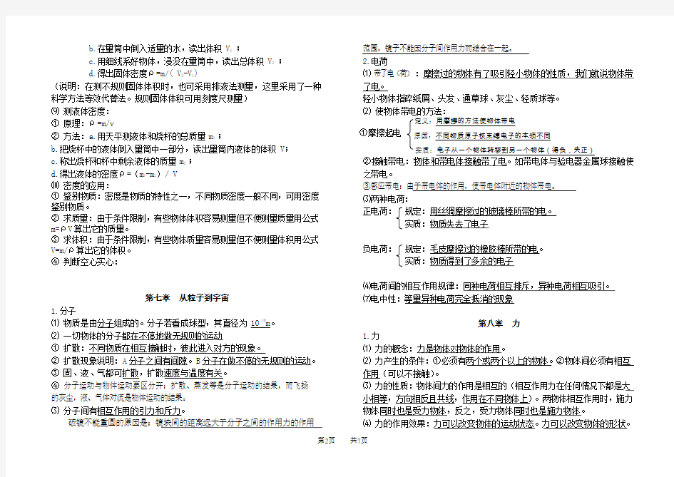 (完整版)【苏科版】八年级物理下册知识点梳理