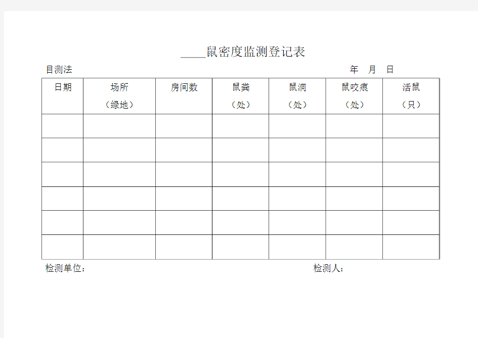 鼠密度监测登记表