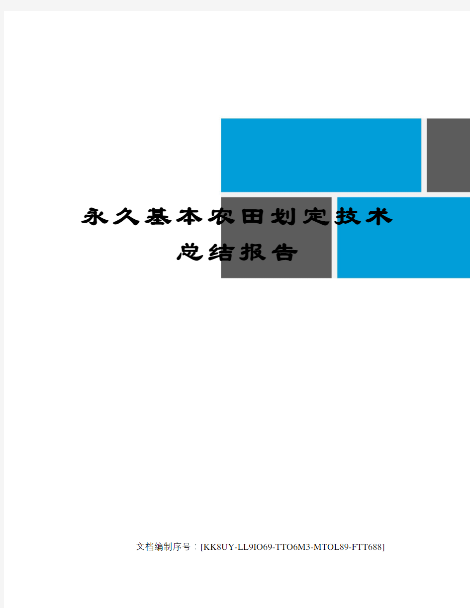 永久基本农田划定技术总结报告