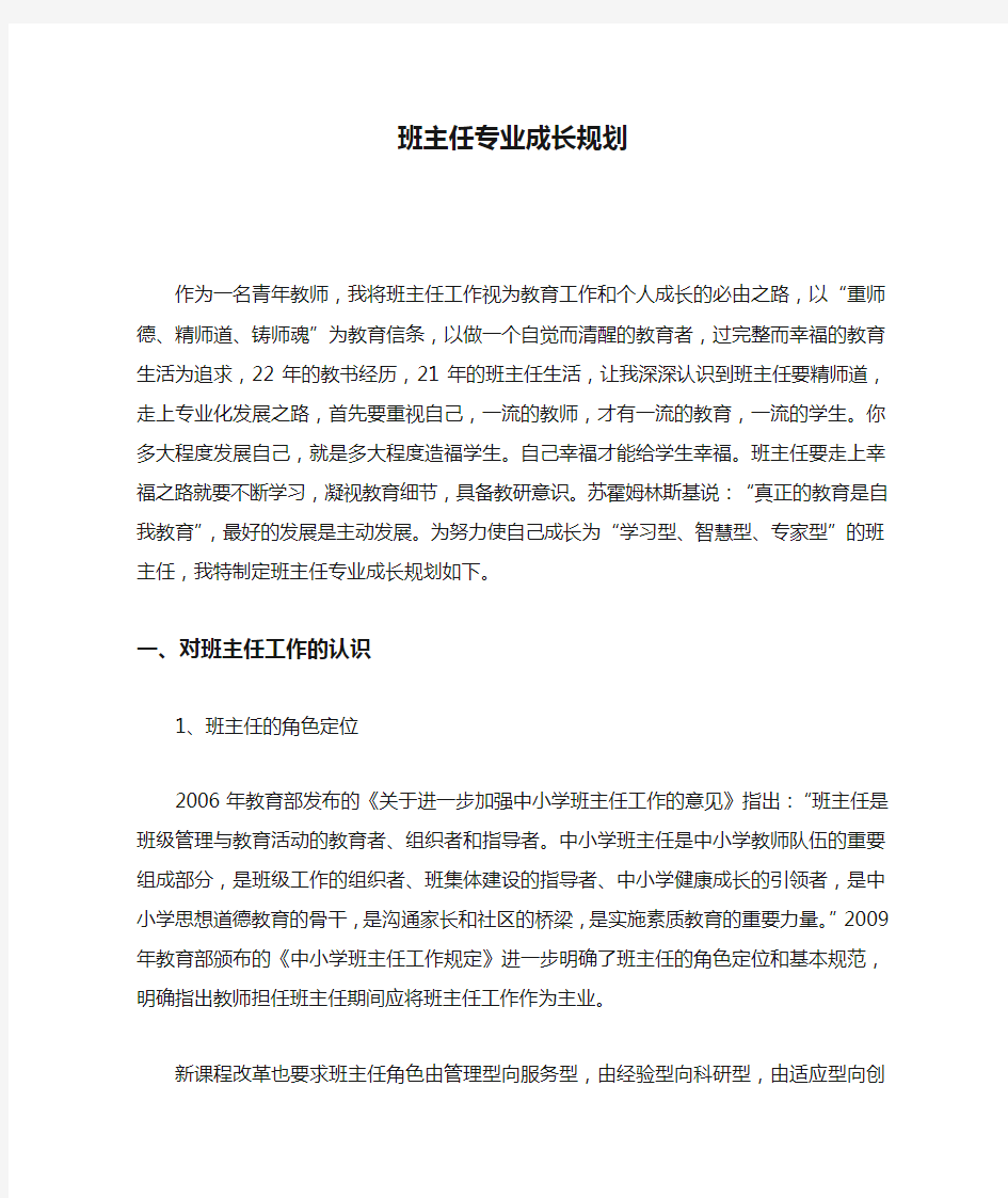 班主任专业成长规划