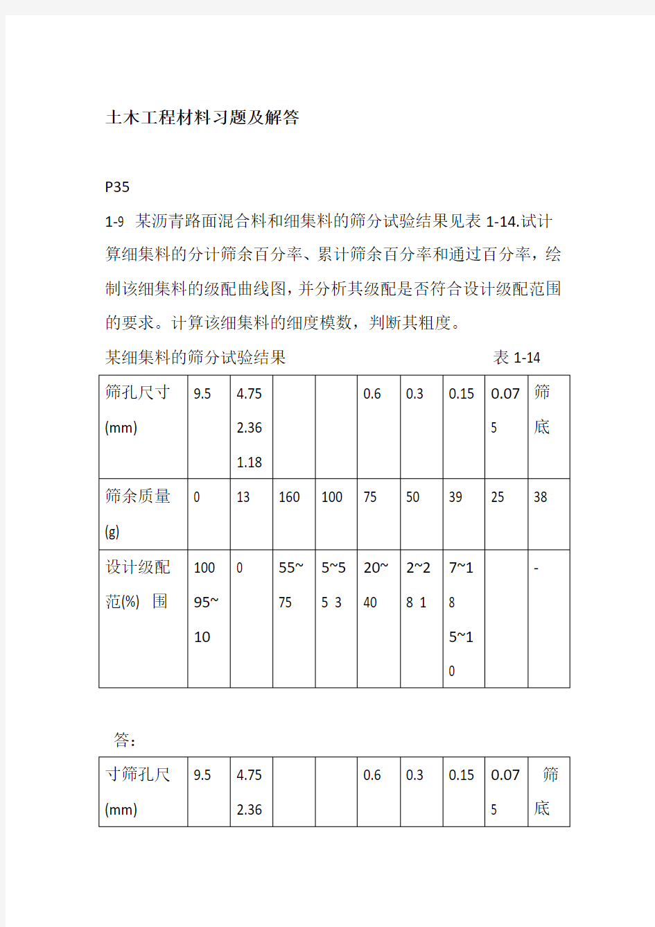 土木工程材料习题及解答