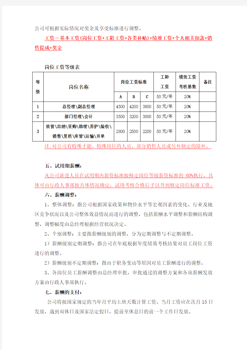 (完整版)薪酬管理制度(范本)