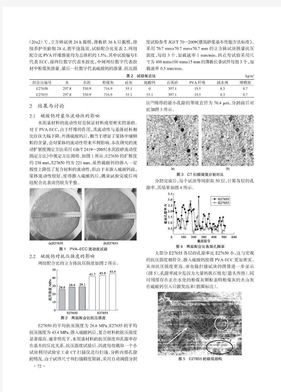 硫酸钙对高韧性水泥基复合材料力学性能的影响