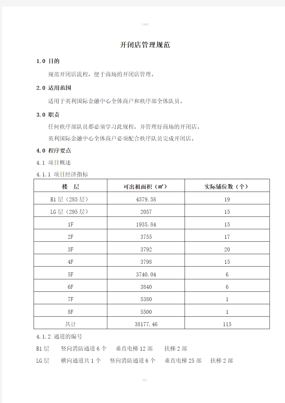 秩序部开闭店管理规范