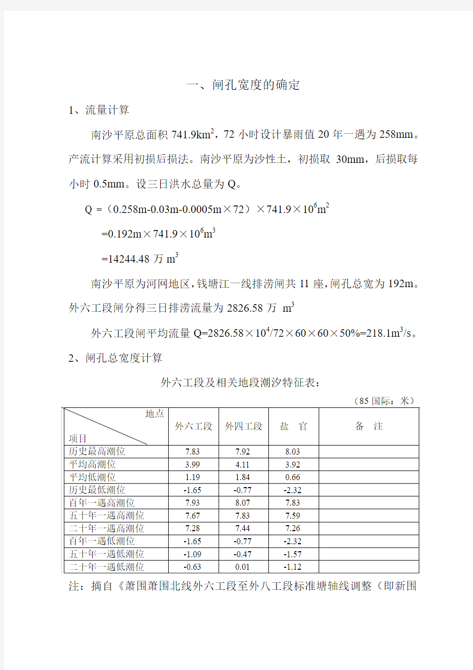 水闸水力计算