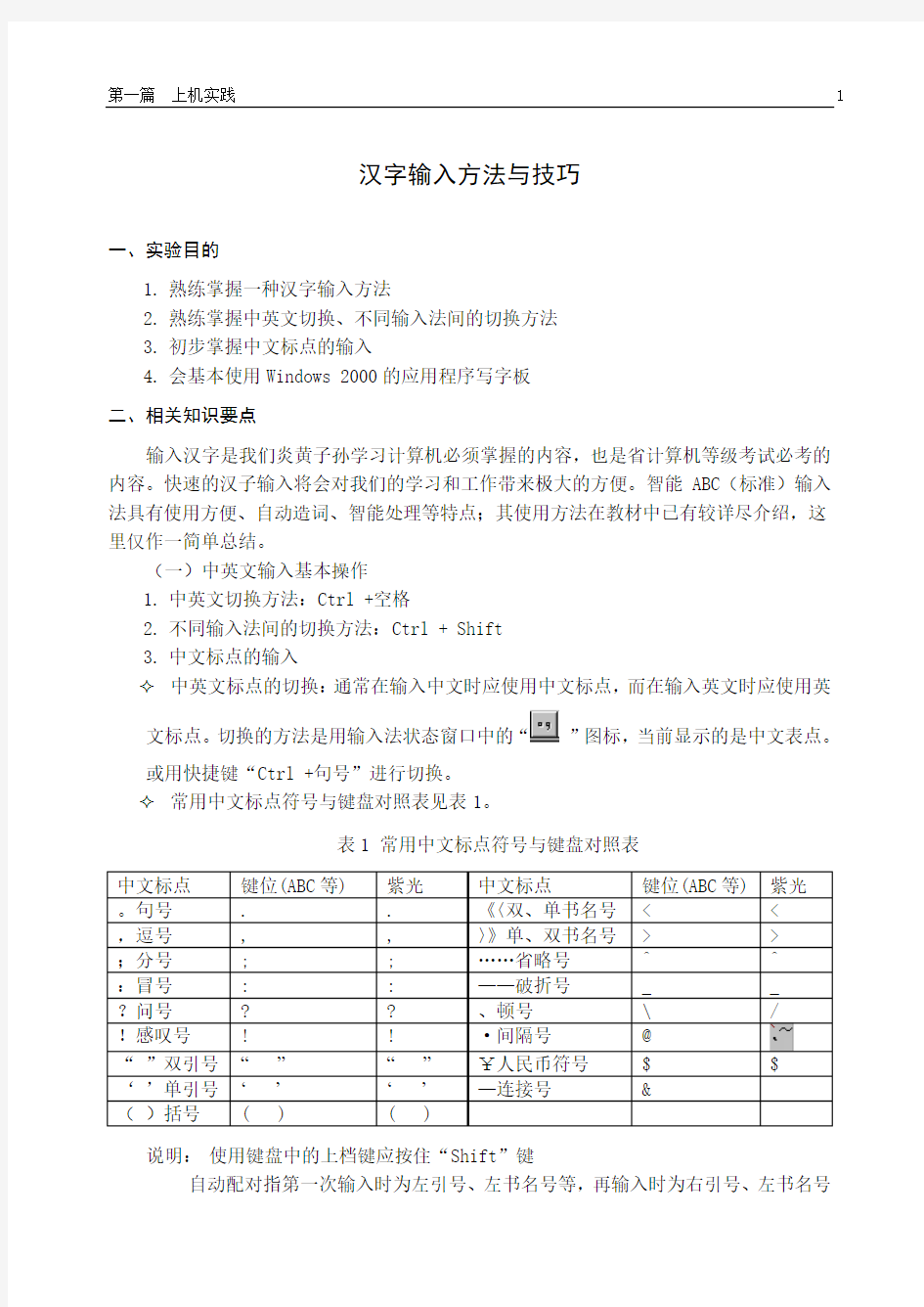 常用中文标点符号与键盘对照表