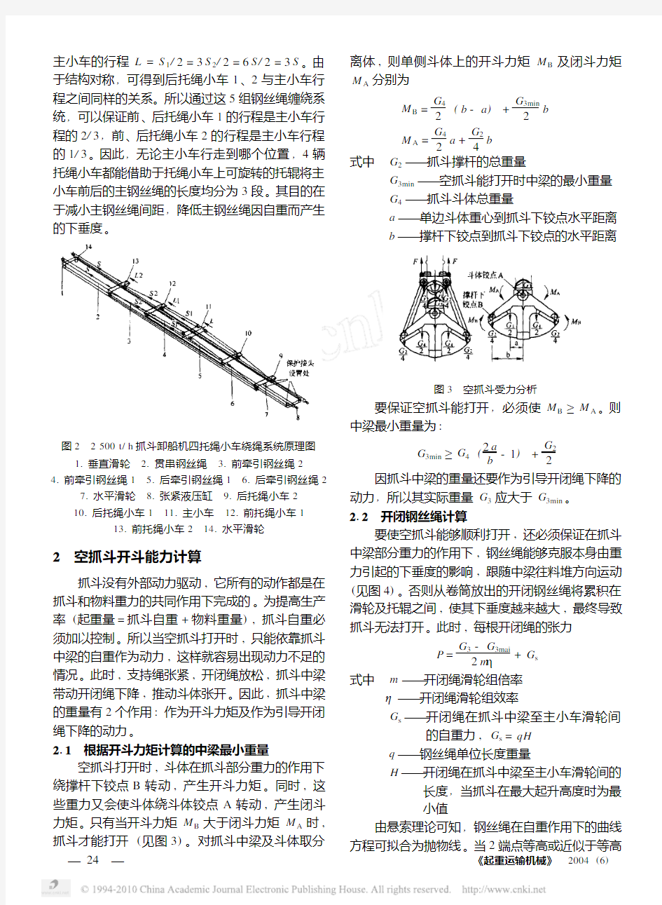 大型桥式抓斗卸船机托绳小车系统(1)