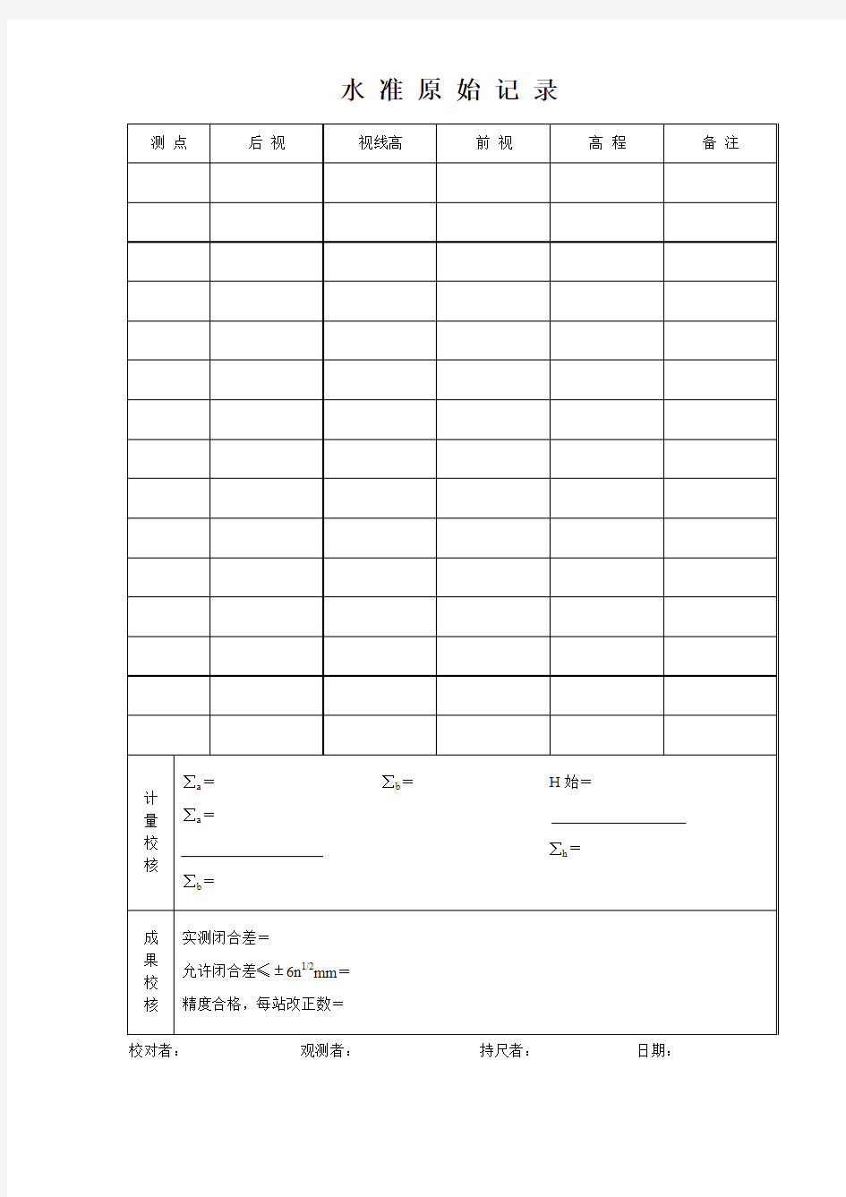 建筑施工测量全套记录表格