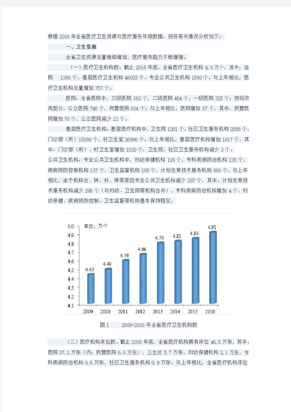 2016年广东省医疗卫生资源与医疗服务年报数据