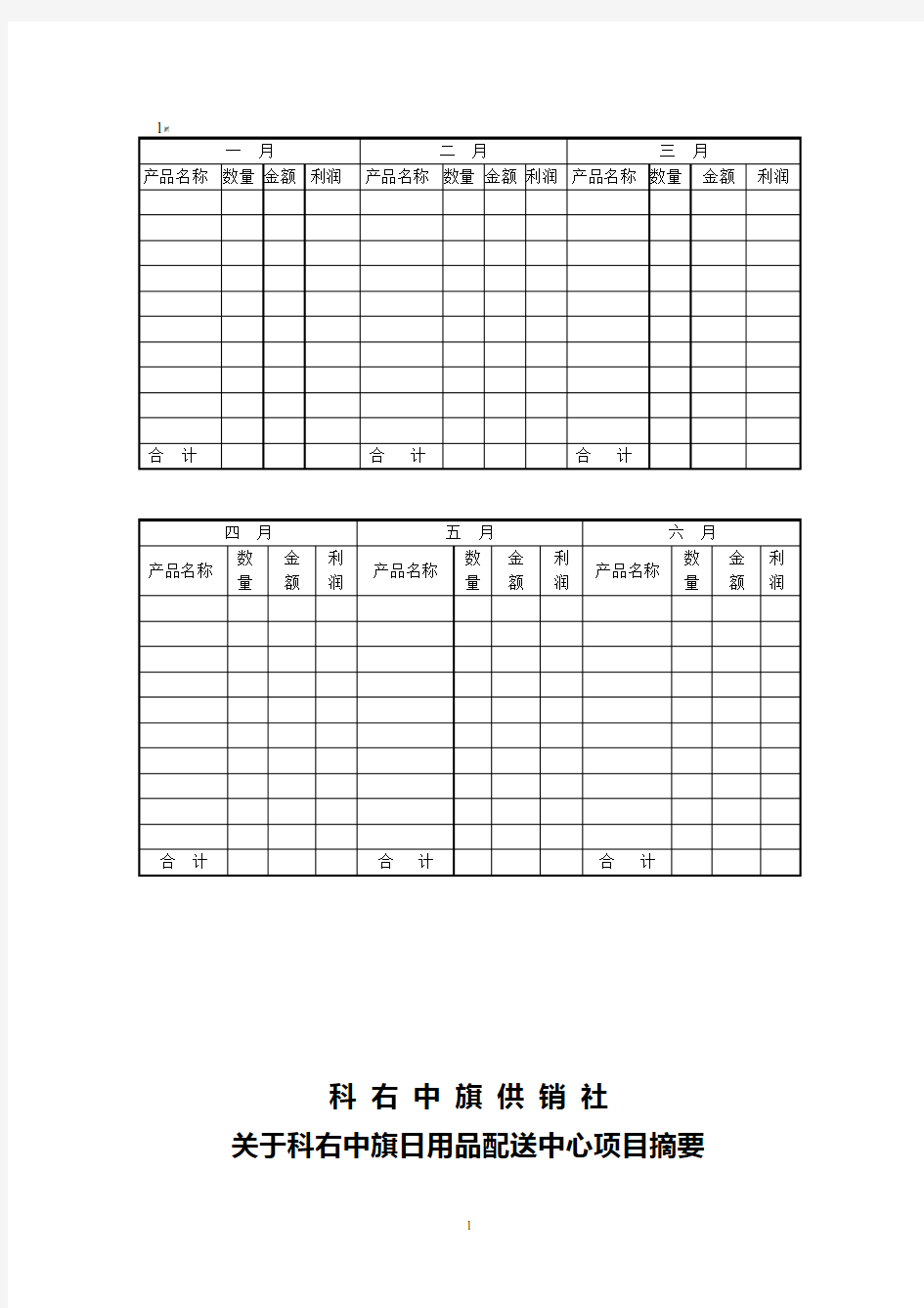 日用品项目摘要