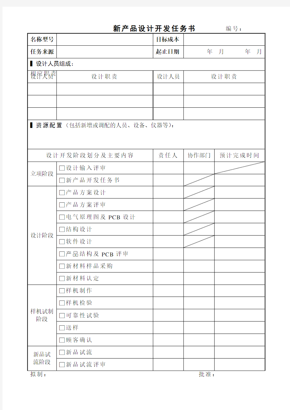 新产品设计开发任务书