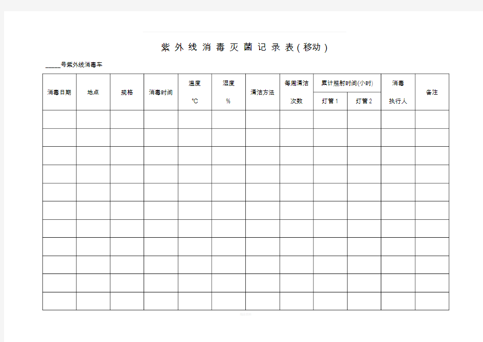 紫外线消毒记录模板及填写说明