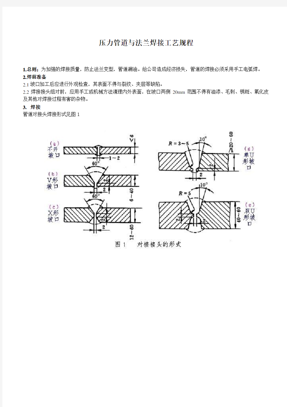 压力管道焊接法兰工艺规程(含卡箍连接)