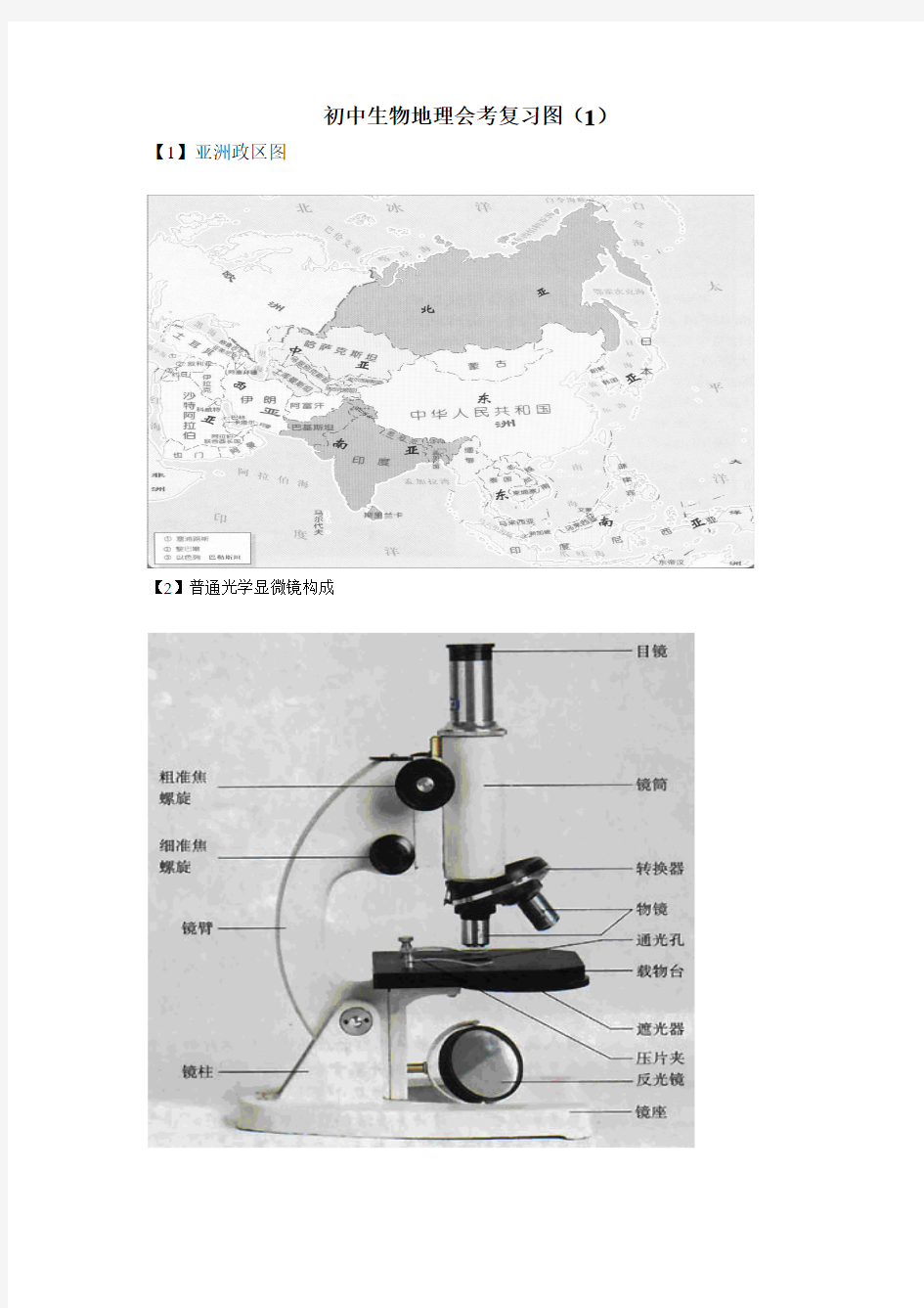 初中生物地理会考复习图