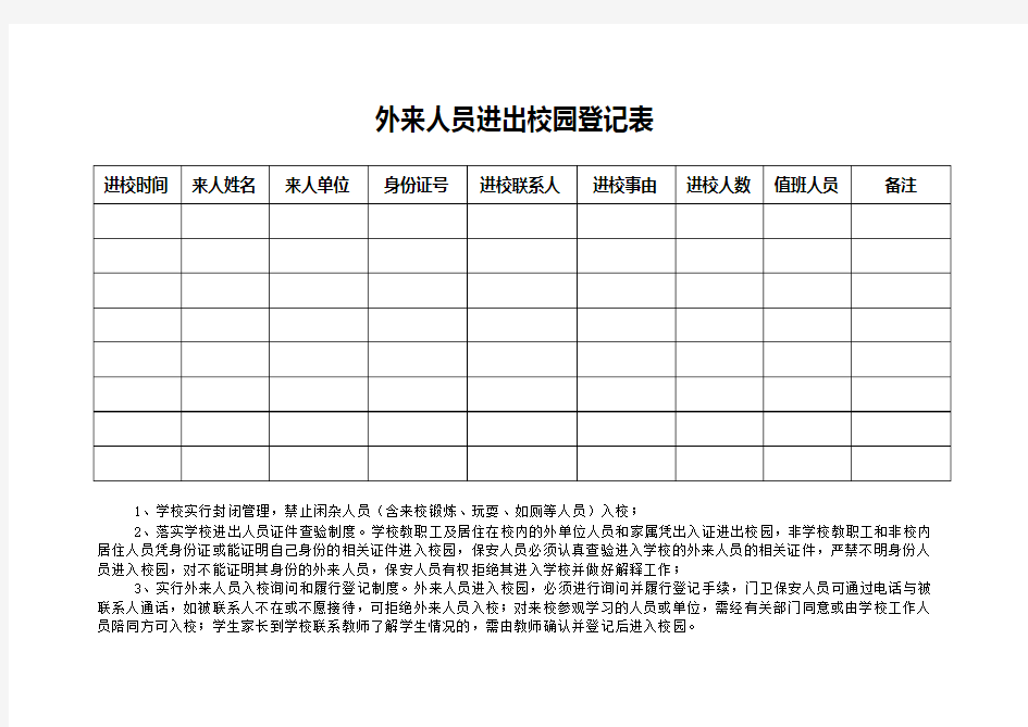 校园安全保卫相关表格