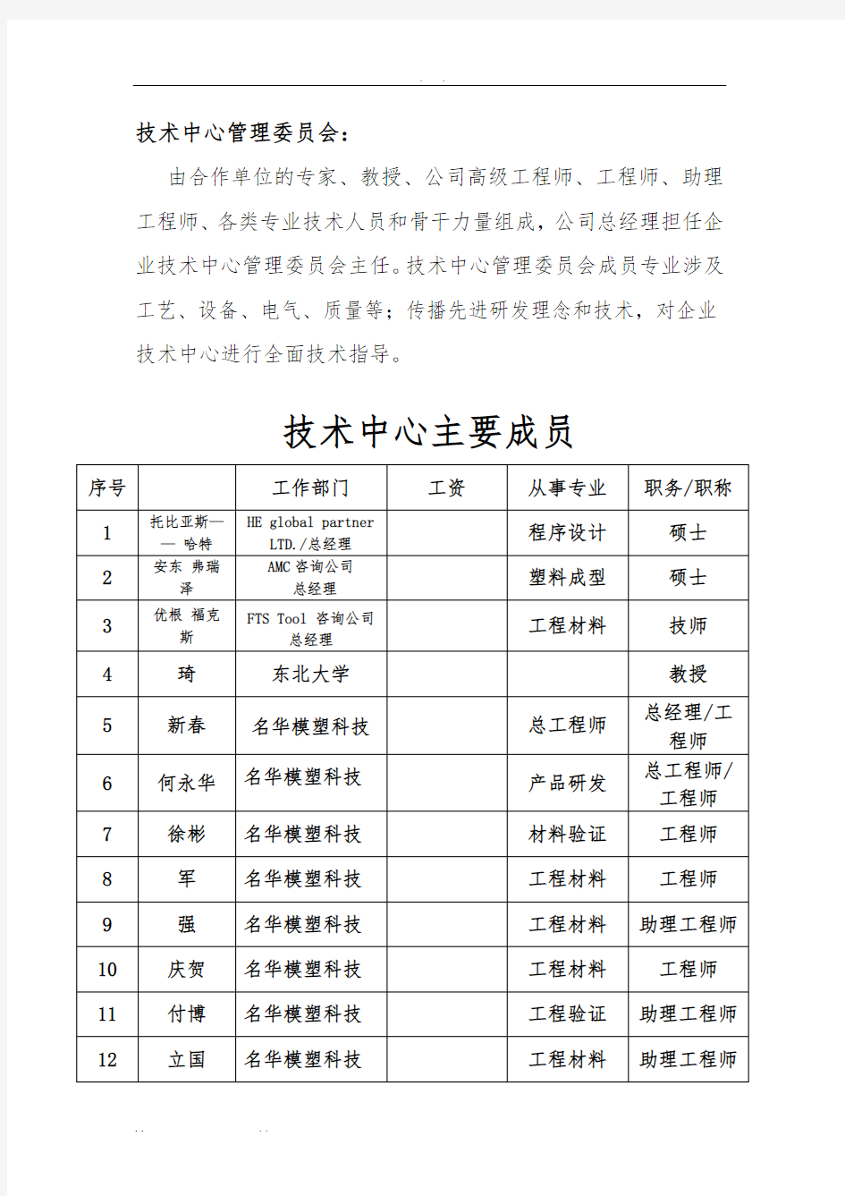 企业技术中心的组织机构及运行机制