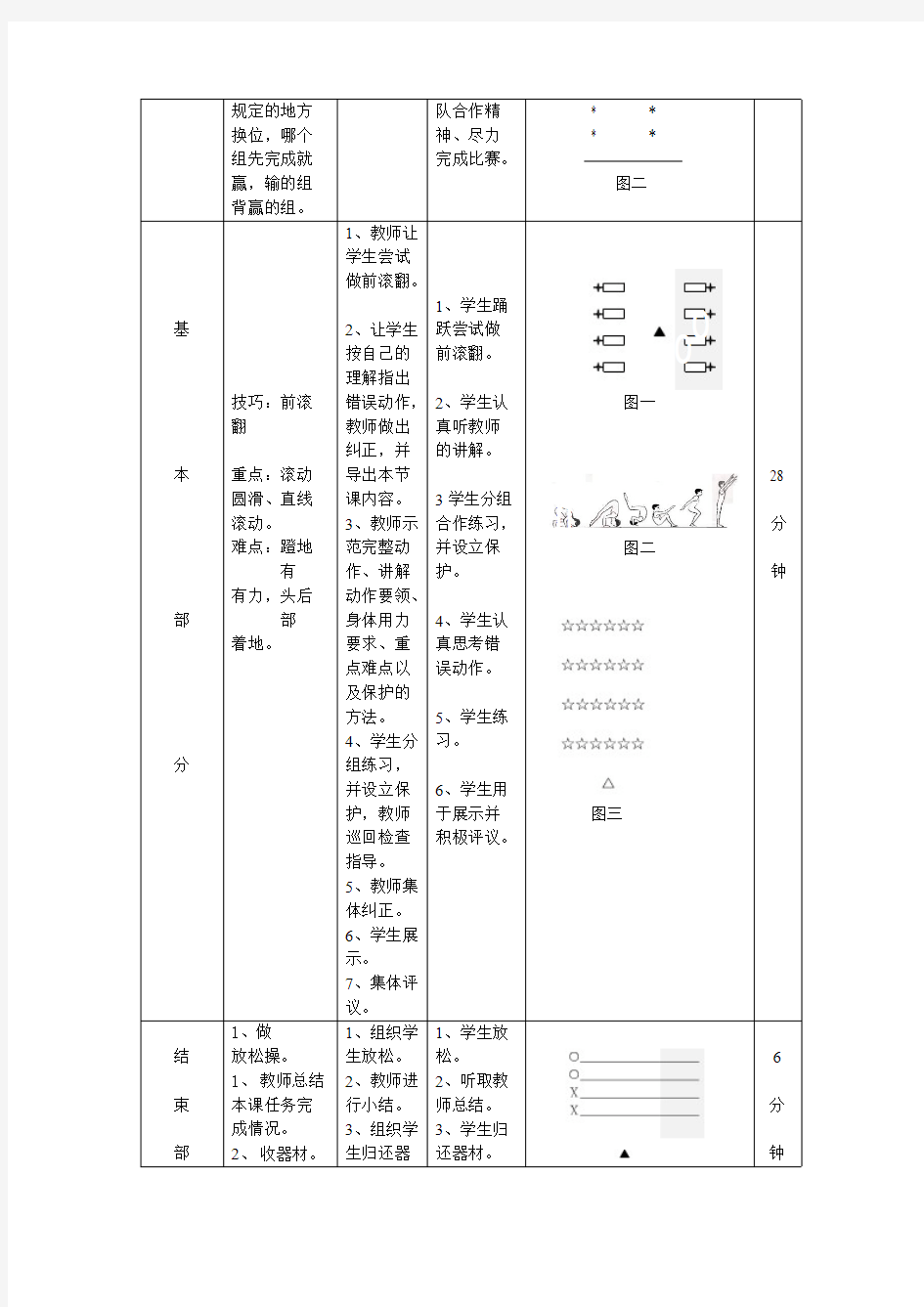 体操前滚翻教案