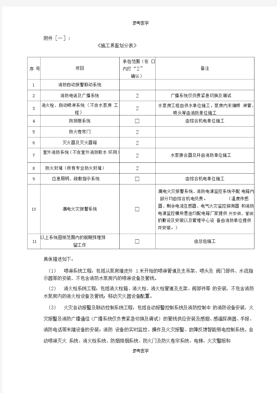 工程施工界面划分表