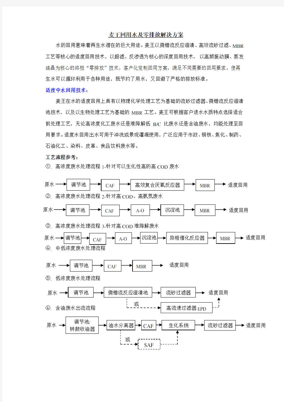 麦王零排放及回用水解决方案