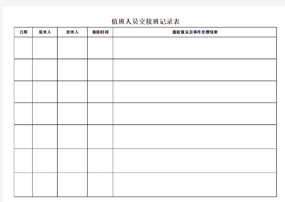 值班人员交接记录表