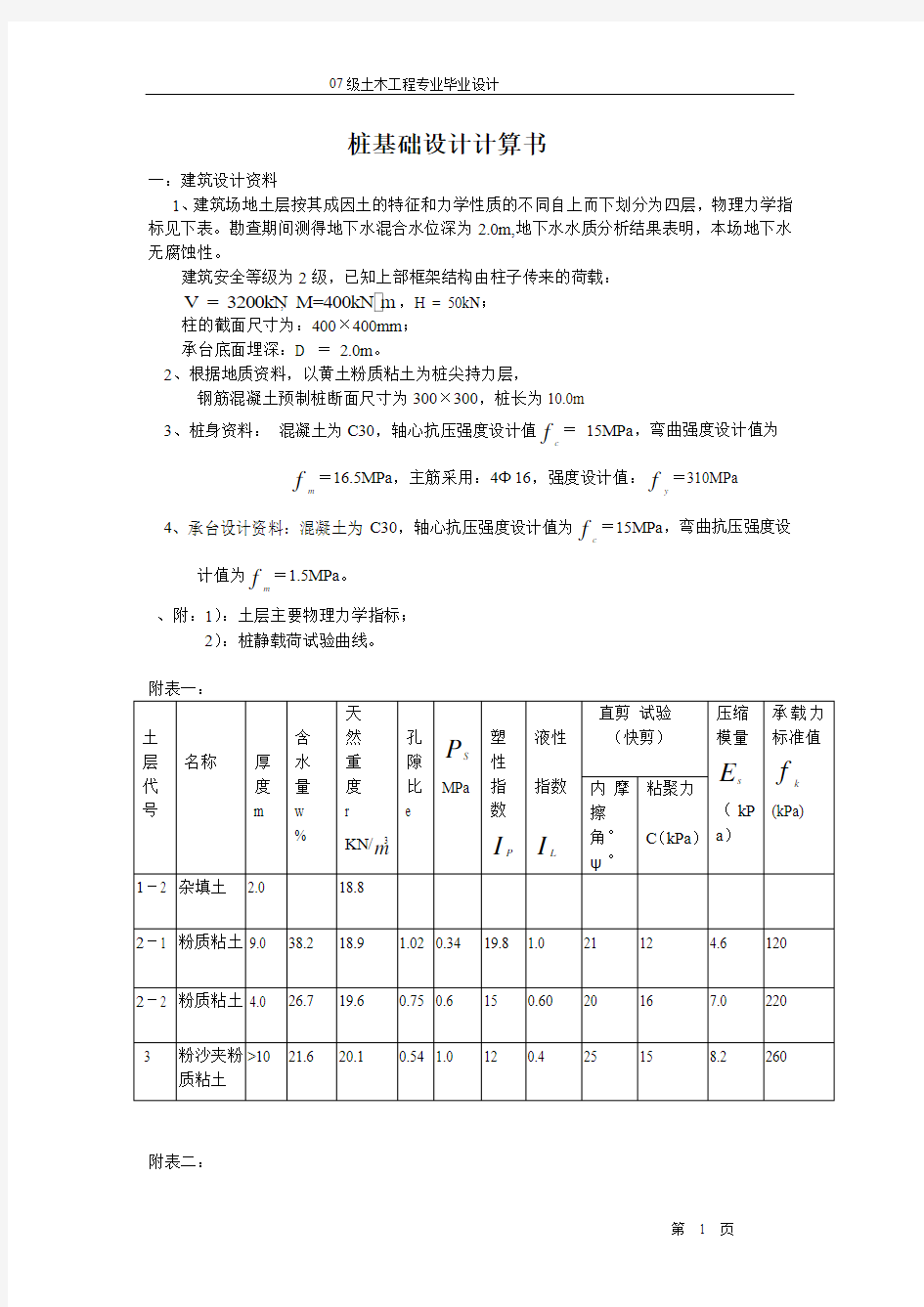 桩基础实例设计计算书