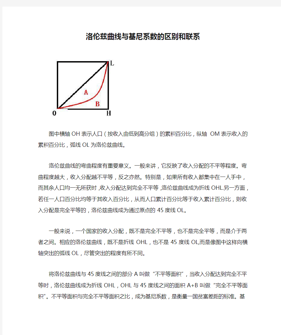 洛伦兹曲线与基尼系数的区别和联系