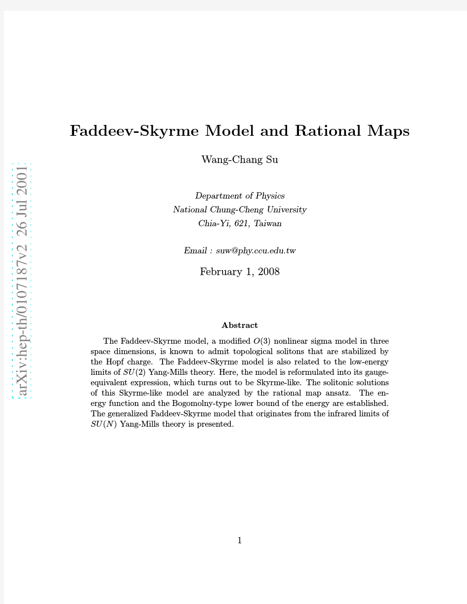 Faddeev-Skyrme Model and Rational Maps
