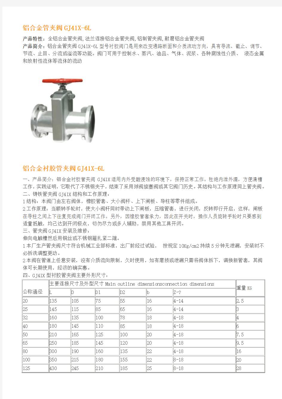 铝合金管夹阀GJ41X-6L 上海博球防腐阀门有限公司