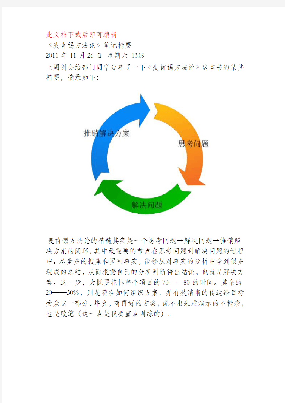 《麦肯锡方法论》笔记精要(完整资料).doc