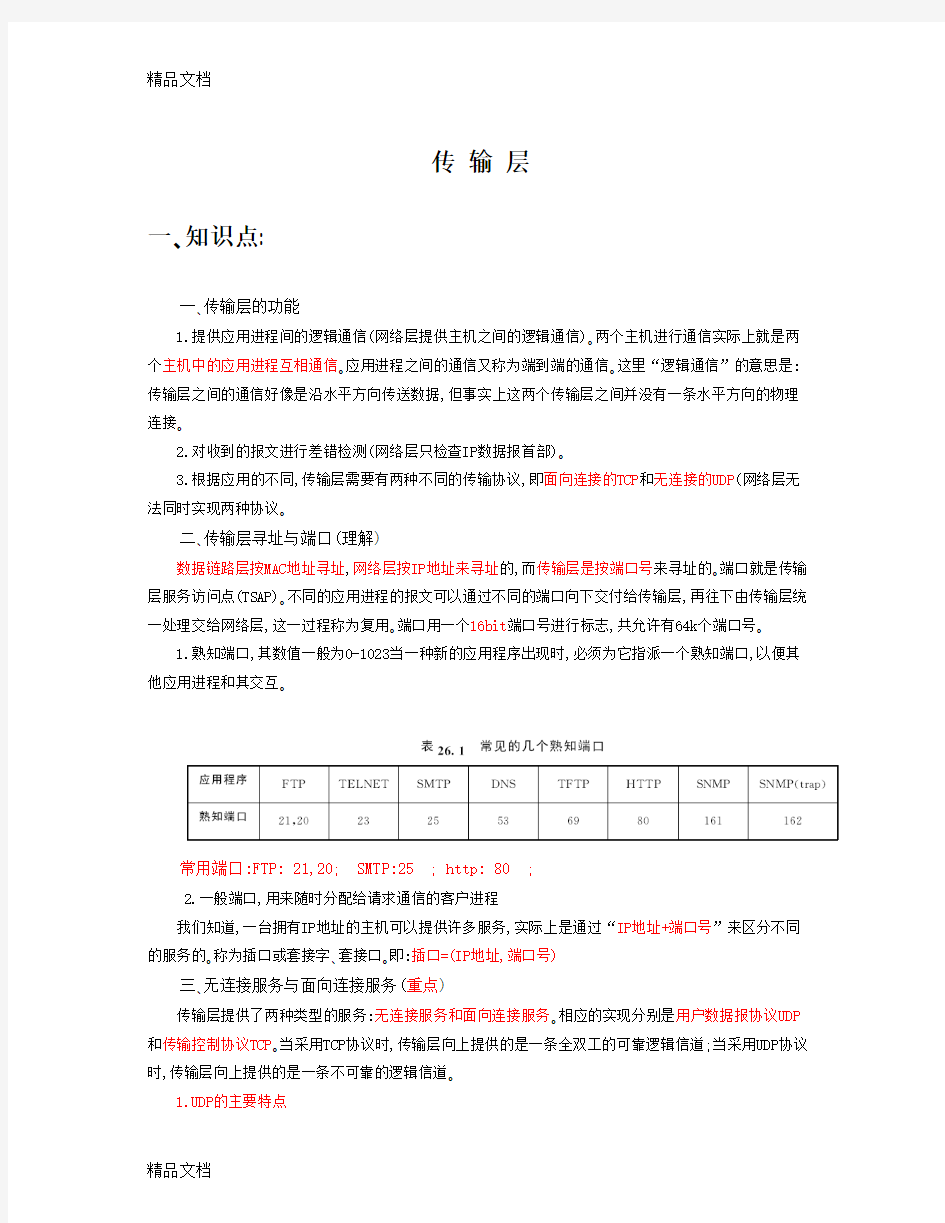 计算机网络复习题-传输层教学内容