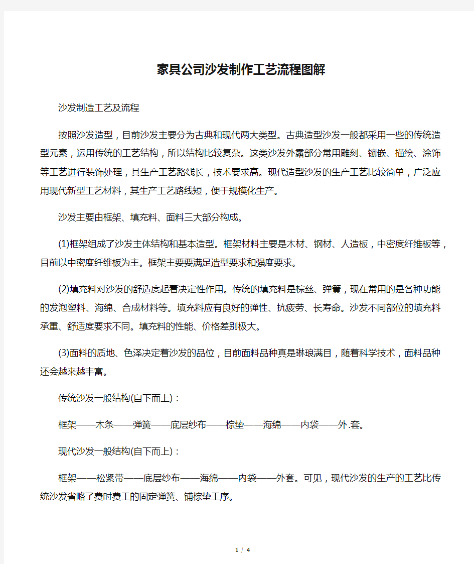 家具公司沙发制作工艺流程图解