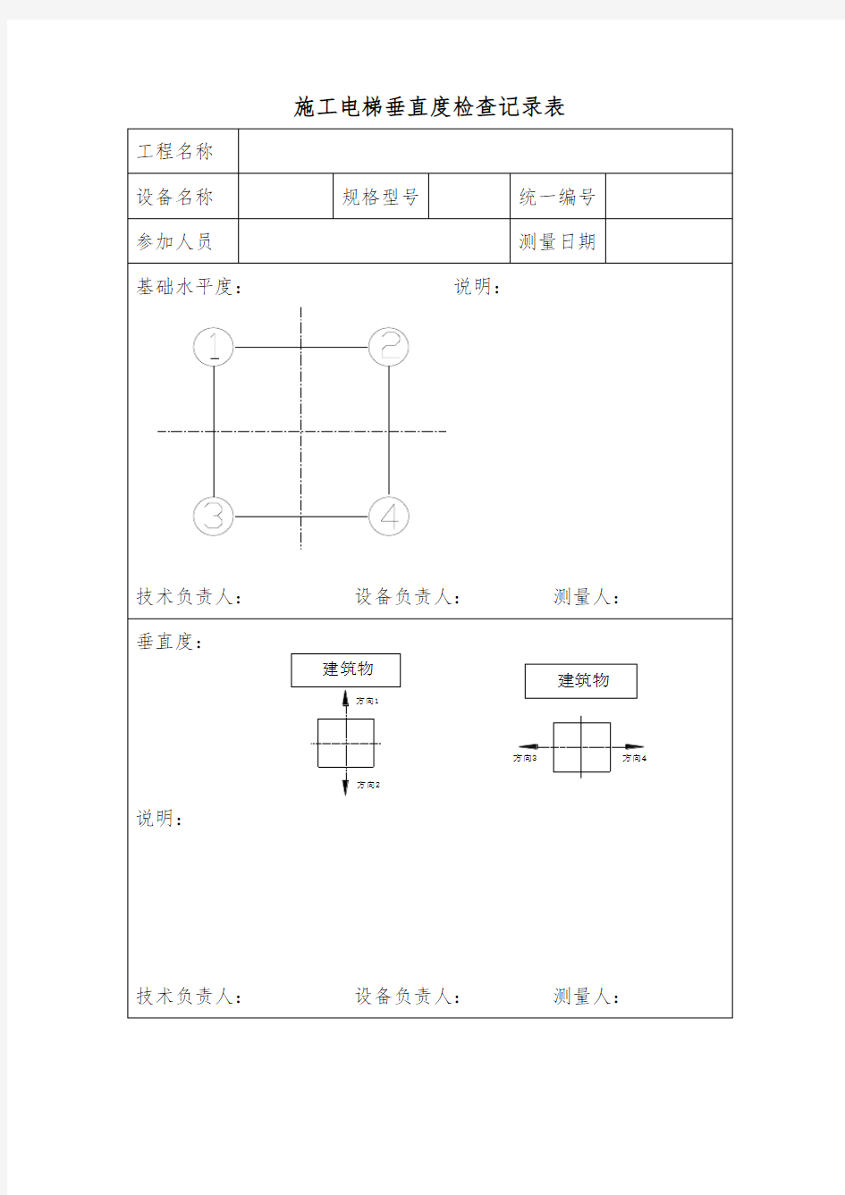 设备垂直度检查记录表