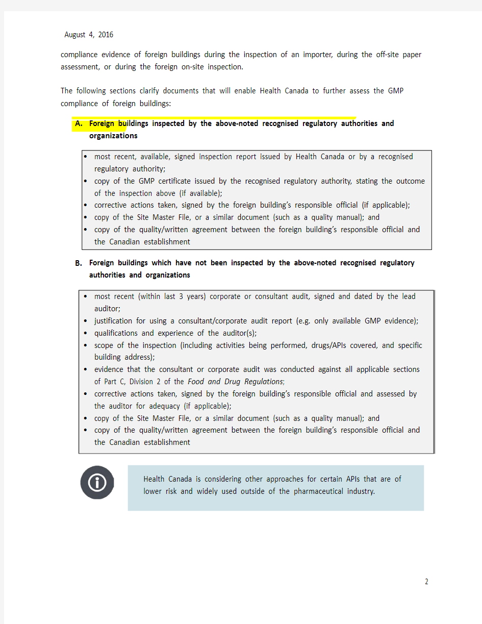 加拿大药政-对进口商要求DEL Bulletin No. 2 - Reminder of GMP requirements for vendor qualificati...