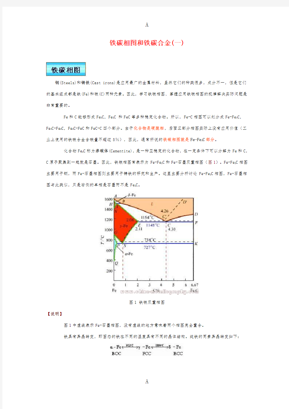 铁碳相图和铁碳合金