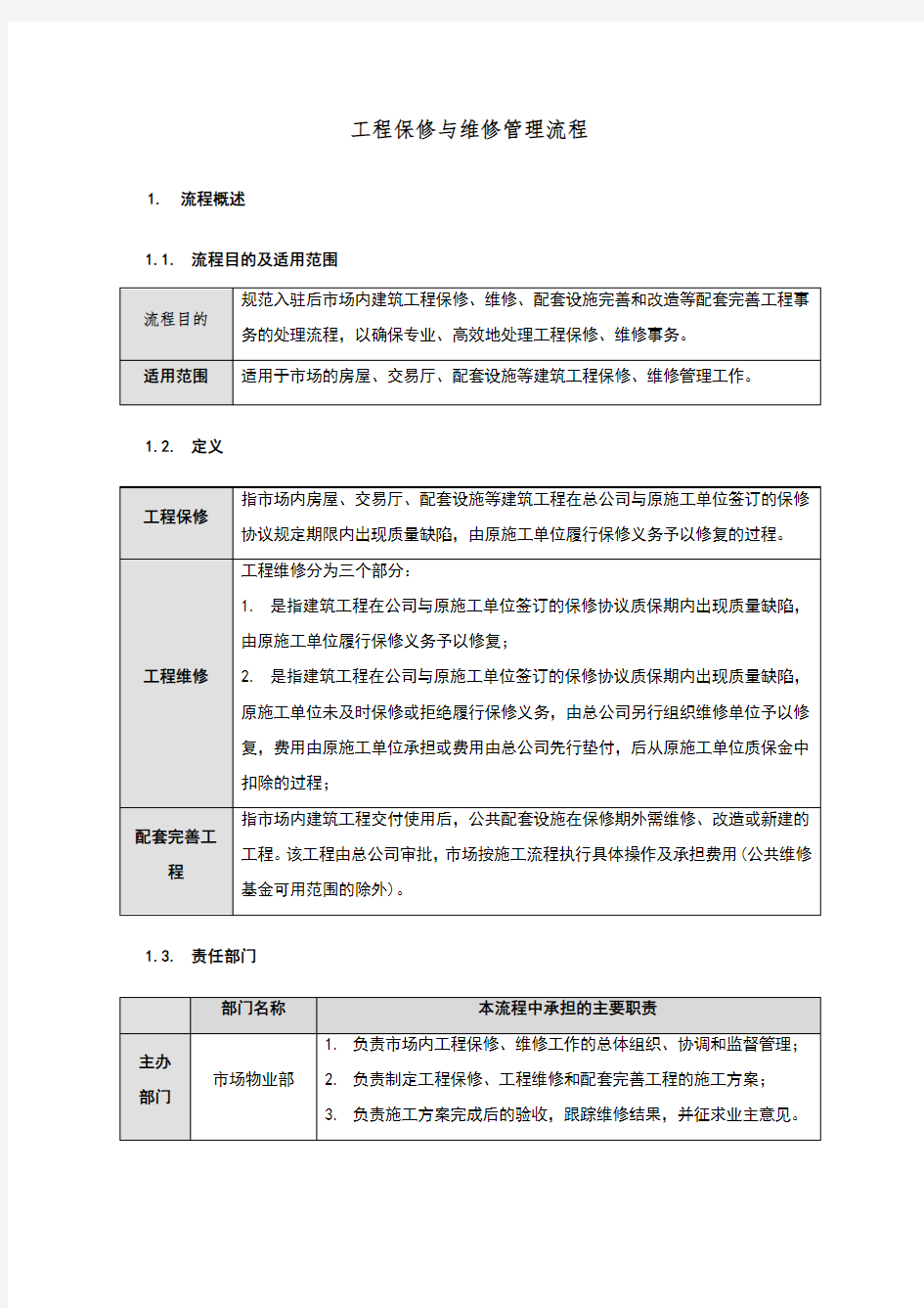 工程维保管理流程